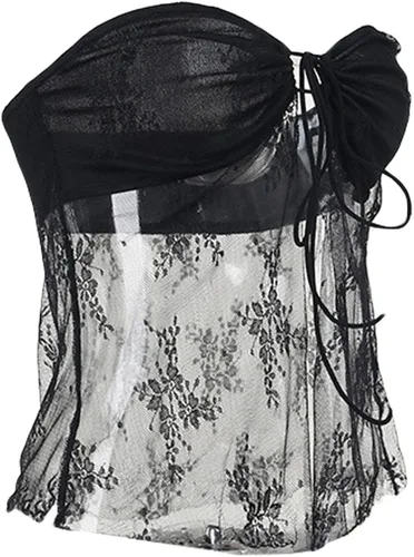 Miniatura 5 de Camiseta sexy sin tirantes para mujer, estilo casual, con diseño de tubo torcido, fruncido, para salir, Y2K, sin espalda