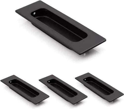 Miniatura 21 de HOMOTEK Paquete de 4 tiradores de puerta corrediza empotrados de 5.91 pulgadas para puertas corredizas de granero, cajón de gabinete, tamaño pequeño