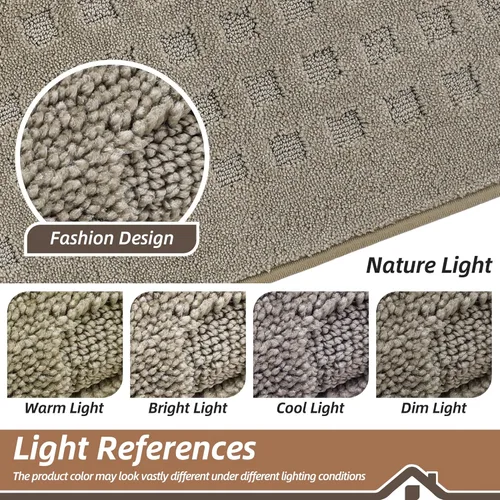 Miniatura 7 de BEQHAUSE Tapetes para puerta de 20 x 32 pulgadas, tapete antideslizante de punto gofre, de perfil bajo, resistente a la suciedad y absorbente, Beige