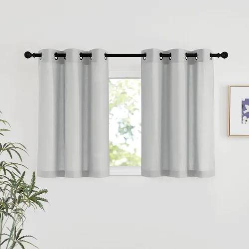 Miniatura 226 de NICETOWN Cortinas de lino natural con textura de lino para dormitorio, mezcla de lino rústica con ojales en la parte superior, semitransparentes