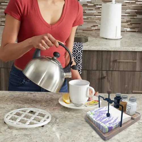 Miniatura 4 de Servilletero plano con salero y pimentero, decoración de mesa de cocina, servilletero rústico 2 en 1 para servilletas de papel, decoración de mesa
