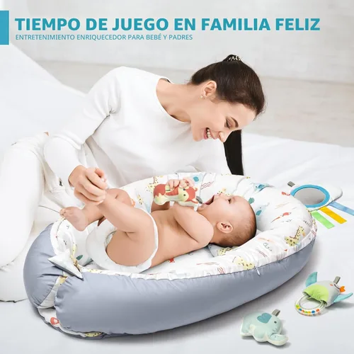Miniatura 4 de Tapete de juego para bebé, tapete de gimnasio 7 en 1 para desarrollo sensorial y motor, lavable y portátil, tapete de actividad de tiempo boca abajo