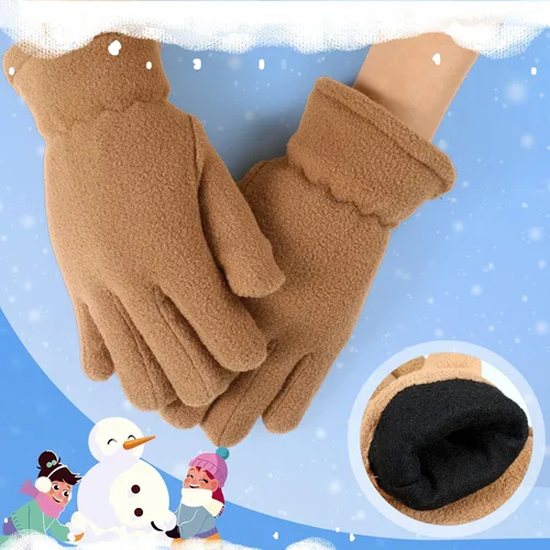 Miniatura 5 de SATINIOR 3 pares de guantes de invierno de forro polar para niños, guantes cálidos de dedos completos para niños, niñas, niños, suministros