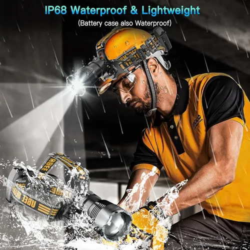 Miniatura 6 de UBEE Linterna frontal recargable, 800 lúmenes, lámpara de cabeza LED súper brillante con 7 modos y linterna frontal recargable impermeable IP68