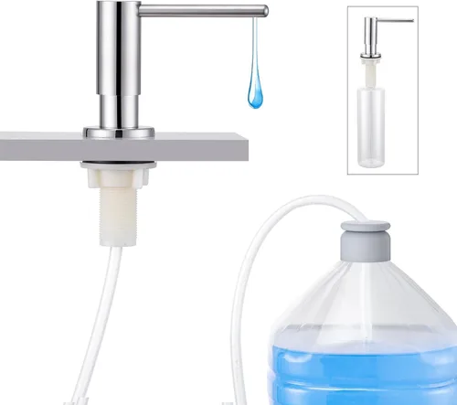 Miniatura 8 de Dispensador de jabón para fregadero de cocina con botella de 17 onzas y kit de tubo de extensión de 40 pulgadas, dispensador de jabón integrado