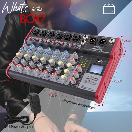 Miniatura 7 de Pyle Mezclador de audio profesional inalámbrico para DJ, 8 canales, compatible con Bluetooth, controlador de DJ, mezclador de sonido con puerto USB