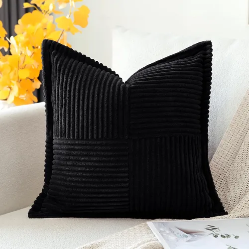Miniatura 9 de OTOSTAR Fundas de almohada de pana a rayas con empalme, fundas de almohada bohemias súper suaves laterales decorativas con textura para sofá, cama