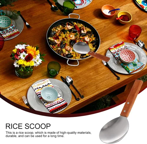 Miniatura 3 de 2 espátulas japonesas de arroz versátil antiadherente para servir con mango de madera, cucharada de tofu para el hogar y la cocina, grande