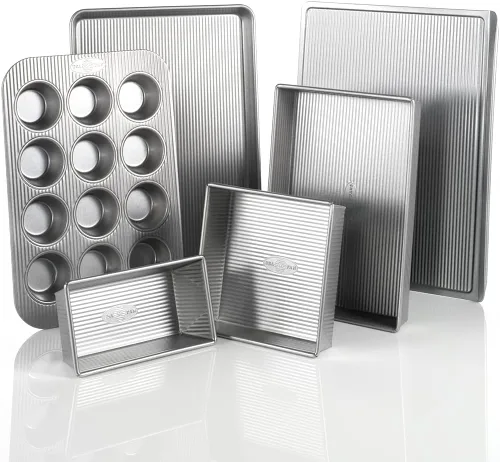 Miniatura 14 de USA Pan Juego de 3 piezas de moldes para hornear de acero aluminizado, resistente a la torsión y antiadherente