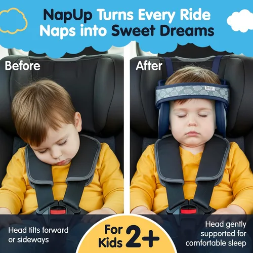 Miniatura 4 de NAPUP Soporte ajustable para la cabeza del asiento de automóvil para niños y niños pequeños que duermen, seguro, cómodo y transpirable (azul oscuro)