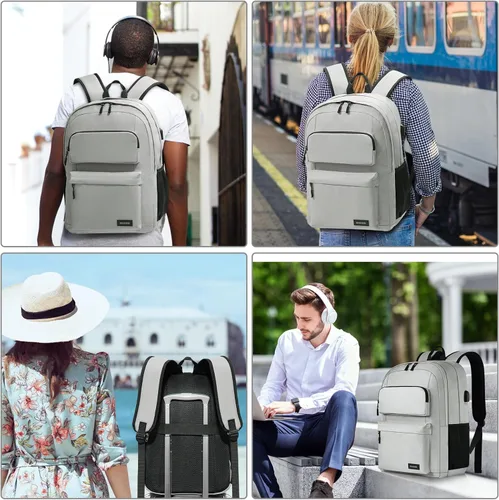 Miniatura 6 de Mochila escolar para adolescentes, mochila de viaje para portátil para hombres y mujeres, mochila ligera casual con puerto de carga USB para llevar