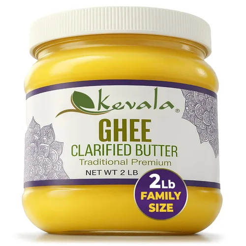 Kevala Ghee de Mantequilla Clarificada – De Ganado Alimentado con Pasto, Sin Lactosa y Caseína, Alternativa de Mantequilla de Alto Punto de Humo