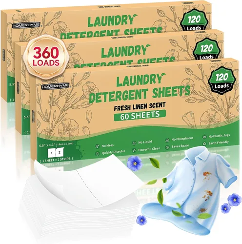 Miniatura 12 de Sábanas de detergente para ropa – Aroma de lino fresco, 200 cargas (100 hojas), sin plástico para viajes, dormitorios, hogar, apartamentos