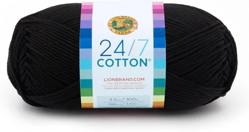 Miniatura 59 de Lion Brand Yarn, Hilo ligero mercerizado de algodón 24/7 para tejer, ganchillo y manualidades, Almirante, 1 paquete, 185 yardas de fibra natural