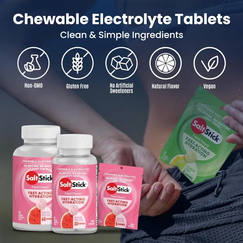 Miniatura 3 de SaltStick FastChews, tabletas de repuesto de electrolitos para rehidratación, ejercicio, senderismo y recuperación deportiva, 12 paquetes de 10