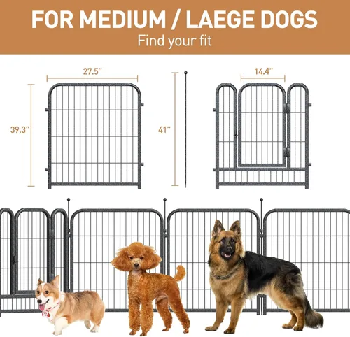 Miniatura 2 de Corralito de metal para perros, 40 pulgadas de altura, 32 paneles, valla grande para perros grandes, medianos y pequeños, para interiores