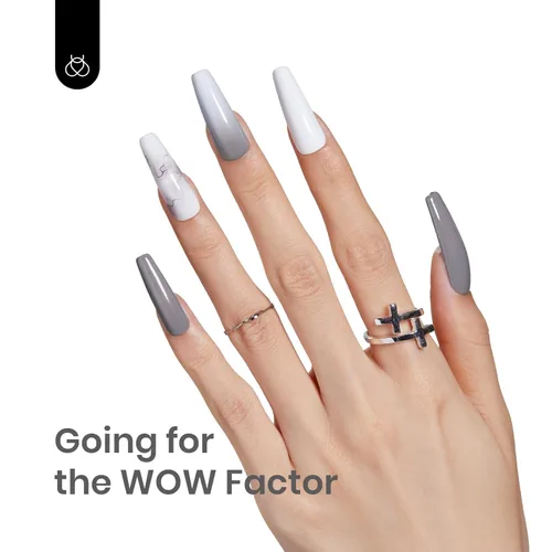 Miniatura 6 de Beetles - Esmalte de uñas de gel gris – 1 unidad de 0.5 onzas fluidas de color gris sólido para remojar con lámpara LED UV, decoración de manicura
