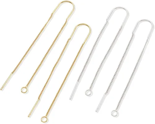 Miniatura 14 de Craftdady 10 hilos de cadena larga de oro de 18 quilates de 2.85 pulgadas de bola/cruz de eslabones colgantes con puente, anillo de salto