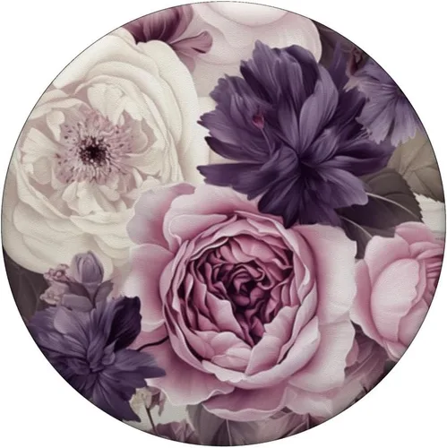 Miniatura 3 de Elegant Blush Pink & Purple Vintage Floral Rose PopGrip estándar y Peony PopSockets