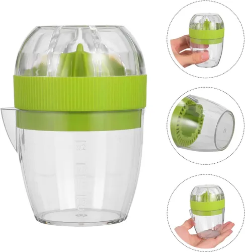 Miniatura 4 de PRETYZOOM Exprimidor manual pequeño exprimidor de cítricos con colador, extractor portátil de jugo de prensa manual de frutas para naranja, limón