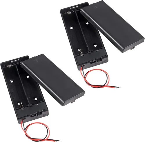 Miniatura 7 de ACEIRMC 10 unids 18650 clip de batería 1 ranuras 3.7 V plástico 18650 caja de almacenamiento de batería con cables de cable negro y rojo