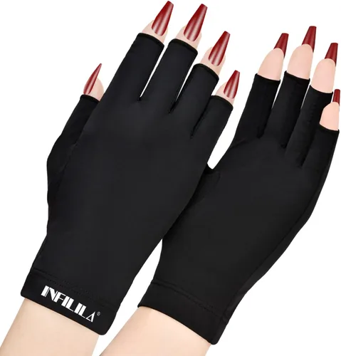 NXJ INFILILA UV Gloves for Nails, Anti UV Light Gloves for Gel Nail Lamp, Professional UPF 99+ Protection for Women
