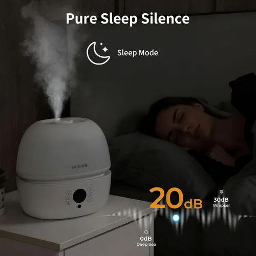 Miniatura 6 de BOXING Humidificadores de llenado superior para dormitorio de bebé con humidistato, humidificador de aire silencioso de 20 dB para habitaciones Luz