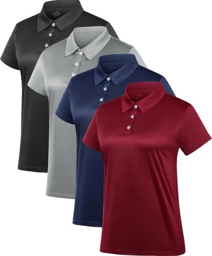 Camiseta polo para mujer, camiseta de golf Dry Fit que absorbe la humedad, manga corta, deportiva, ropa deportiva, cuello con botones, entrenamiento