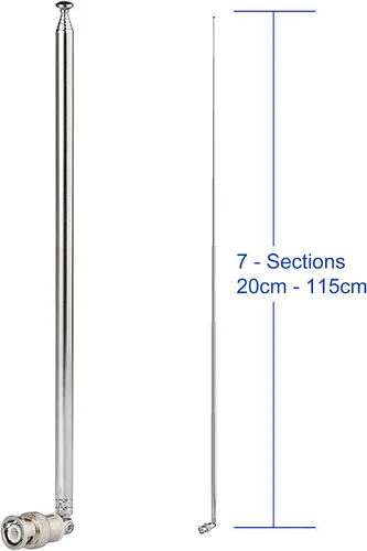 Miniatura 3 de Bingfu Antena de Escáner de Radio de Policía 20-1300MHz 7 Secciones Telescópica BNC Antena Masculina Radio Jamón Radio Mano CB Antena para Uniden