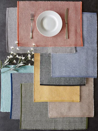 Miniatura 6 de DII Two-Toned Collection - Juego de manteles individuales, color gris, 6 piezas