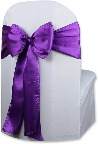 Miniatura 13 de Funda de satén para silla con lazo – Elegantes fajas para bodas, banquetes, recepciones, eventos especiales, restaurantes y fiestas – 28 opciones