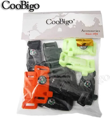 Miniatura 4 de 5/8 pulgadas brújula raspador pedernal iniciador de fuego hebilla silbato pulsera paracord al aire libre camping emergencia supervivencia viajes kits