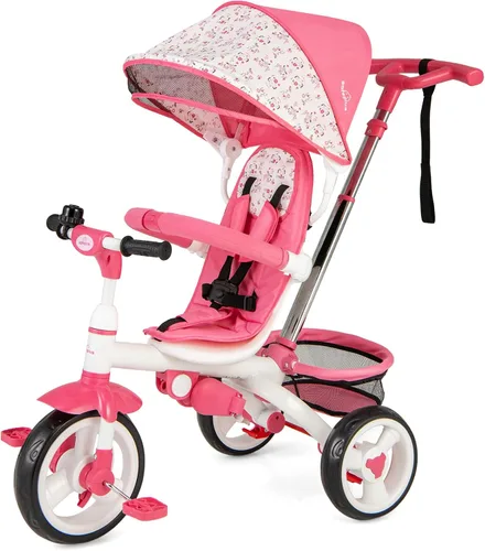 Miniatura 10 de Costzon - Triciclo para niños pequeños, 6 en 1 con mango para padres, toldo ajustable, almacenamiento, arnés de seguridad y frenos de rueda