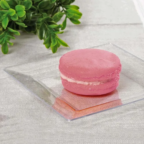 Efavormart - Paquete de 60 platos cuadrados de plástico transparente de 4 pulgadas, platos de postre desechables