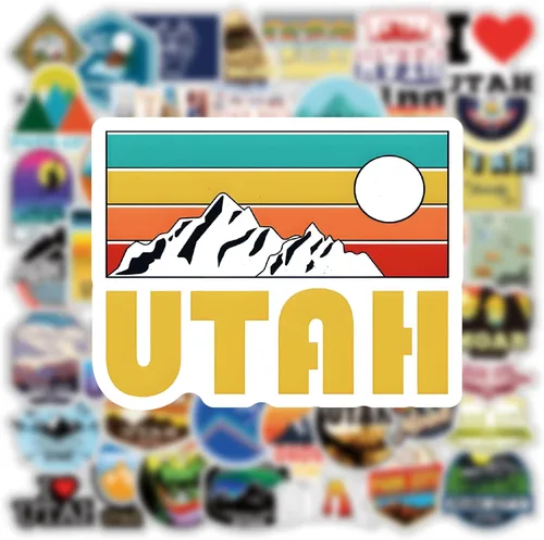 Miniatura 4 de Paquete de 61 calcomanías de Utah, vinilo estético de Estados Unidos impermeable para botella de agua, patineta, laptop, teléfono, diario, álbumes