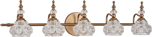 Miniatura 12 de Apliques de pared vintage, iluminación de pared de 1 luz con pantalla de cristal, acabado de latón antiguo cepillado mate, lámpara de pared