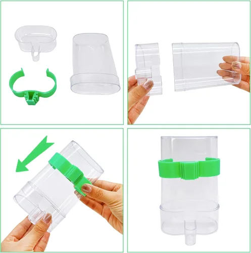 Miniatura 8 de Dispensador automático de agua para pájaros, comedero de agua de loro, contenedor de alimentos de semillas de pájaros, bebedero de periquitos