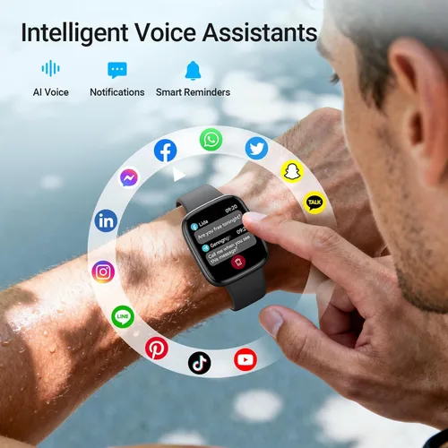 Miniatura 6 de Fitpolo Reloj inteligente, rastreador de fitness AMOLED de 1.85 pulgadas con llamada Bluetooth, monitor de frecuencia cardíaca/sueño/SPO₂, más