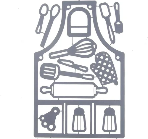 Miniatura 3 de 1 troquel de corte de delantal de cocina, delantal de cocina, troquelado de metal, plantillas de corte de metal DIY Scrapbooking Artist para hacer