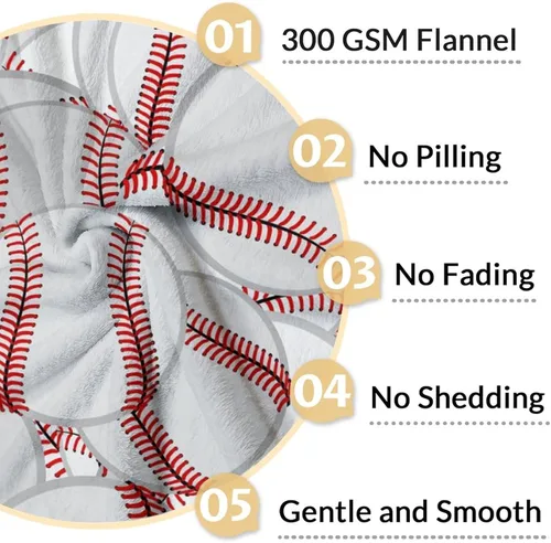 Miniatura 4 de Manta de béisbol para regalar – Manta deportiva de 30 x 40 pulgadas para niños, manta blanca de felpa suave para sofá, oficina