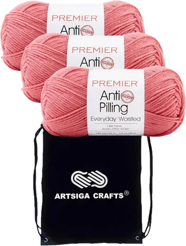 Miniatura 12 de Premier Yarns Everyday Anti-Pelusa Hilo Sólido Verde Pino DN100-8 (6-Madejas - Mismo Lote de Tinta) #4 Peso Estambre Acrílico para Tejer