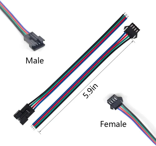 Miniatura 2 de 10 pares 2pin JST SM hembra/macho conectores 5.9 in 22 AWG cable para 5050 3528 5630 FCOB 3014 COB luz de tira LED de un solo