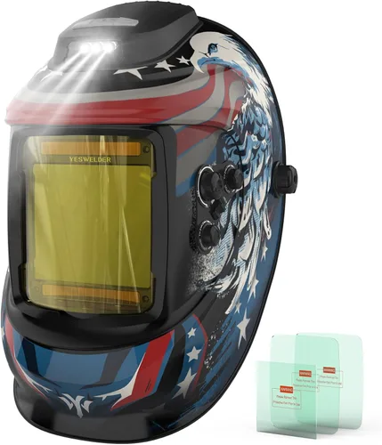 Miniatura 10 de YESWELDER Casco de Soldadura con Oscurecimiento Automático con Ventilador Recargable y Luz, Vista Grande de 3.93"X3.66" 1/1/1/1 Color Verdadero 4