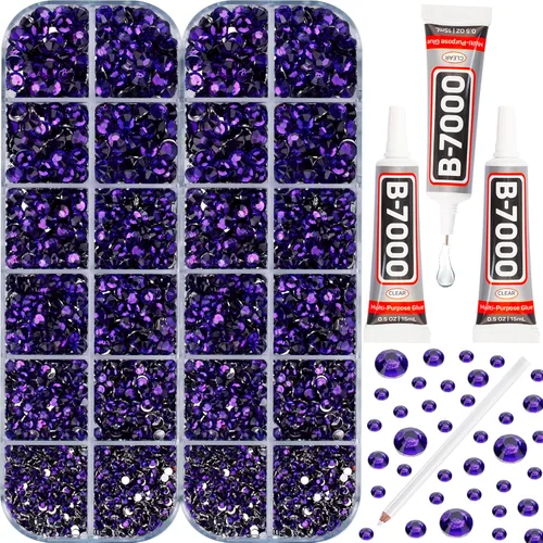 Miniatura 22 de 11000 piezas de diamantes de imitación con parte trasera plana de 2/3/4/5 mm en negro con pegamento para bordado, ropa, manualidades, zapatos, arte