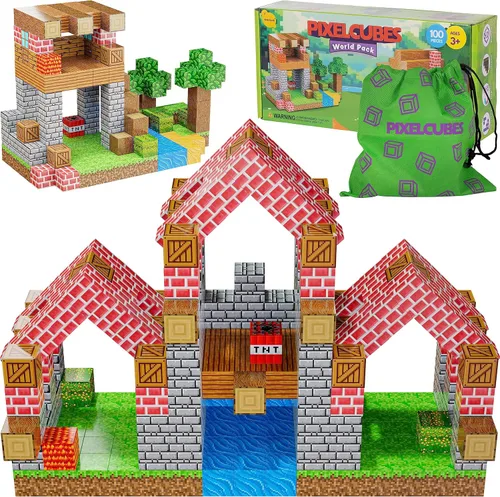 BrainSpark 100 Piezas Cubos Magnéticos de Píxeles Paquete Mundial Bloques de Construcción STEM para Niños Juguetes Educativos Montessori Conjunto
