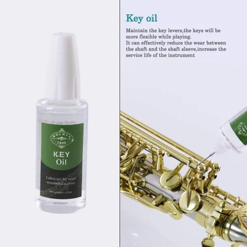 Miniatura 5 de Kit de limpieza de cuidado de limpiador de saxofón, kit de mantenimiento, aceite de clave, grasa de corcho, hisopo, paño de limpieza, reposamuñecas