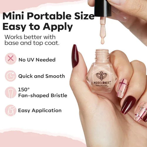 Miniatura 7 de modelones Juego de esmaltes de uñas de 12 colores, rojo burdeos, Año Nuevo 2025, juego de esmaltes de uñas champán dorado con purpurina rojo oscuro