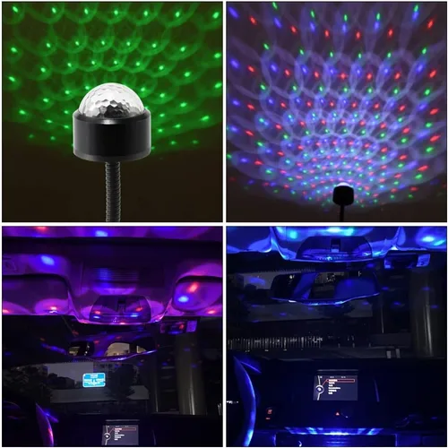 Miniatura 2 de SOLUSTRE Proyector de luces LED de discoteca para coche, luz USB, luces de fiesta activadas por sonido, enchufe USB, mini discoteca giratoria