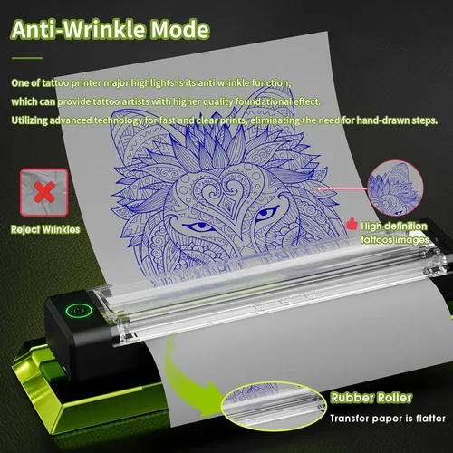 Miniatura 6 de Kit de impresora de tatuajes, máquina de impresión de plantillas de tatuaje con pistola de tatuaje de 6 tiempos de 0.098-0.189 in, fuente