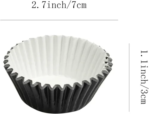 Miniatura 2 de Forros para cupcakes de papel de aluminio negro, 100 tazas de papel metálico para hornear para fiestas de cumpleaños, bodas o baby showers